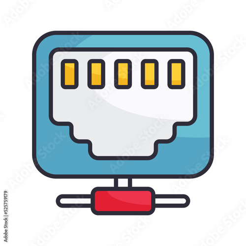 Ethernet Network vector Filled Outline Icon Design illustration on White background. EPS 10 File 
