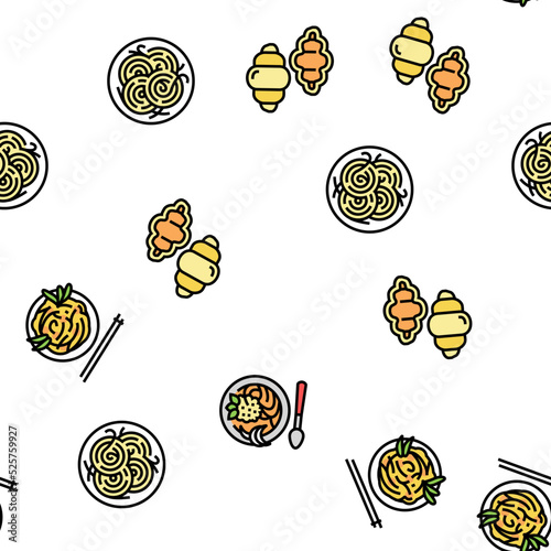 Pasta Delicious Food Meal Cooking vector seamless pattern