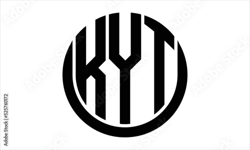 KYT three letter circle logo design vector template.  monogram symbol on black & white. photo