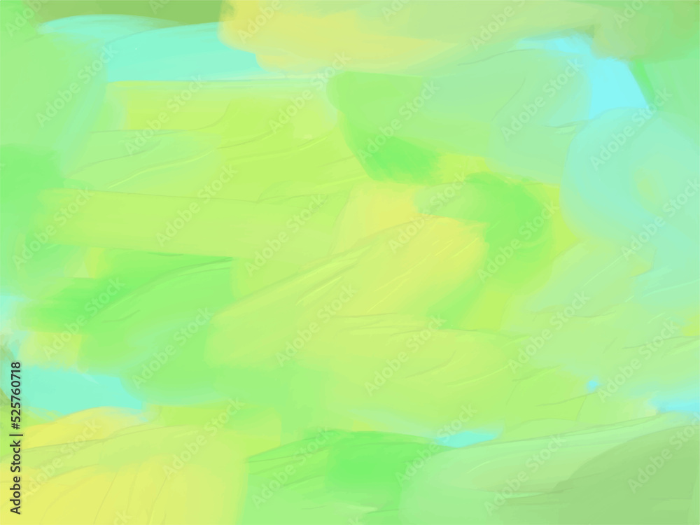 油絵風タッチの抽象背景、緑色と水色の壁紙