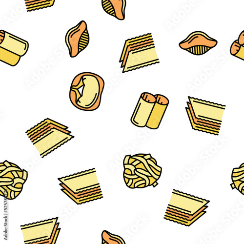 Pasta Delicious Food Meal Cooking vector seamless pattern