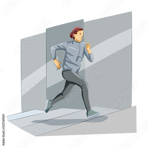 Woman jogging to maintain health with fast speed pace