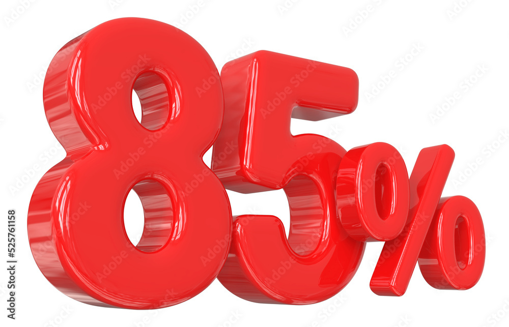 Sale 85 percent number red 3d render Sale 85 percent number red 3d render