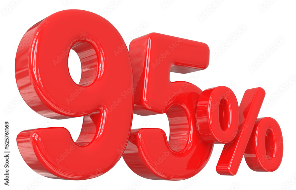 Sale 95 percent number red 3d render Sale 95 percent number red 3d render