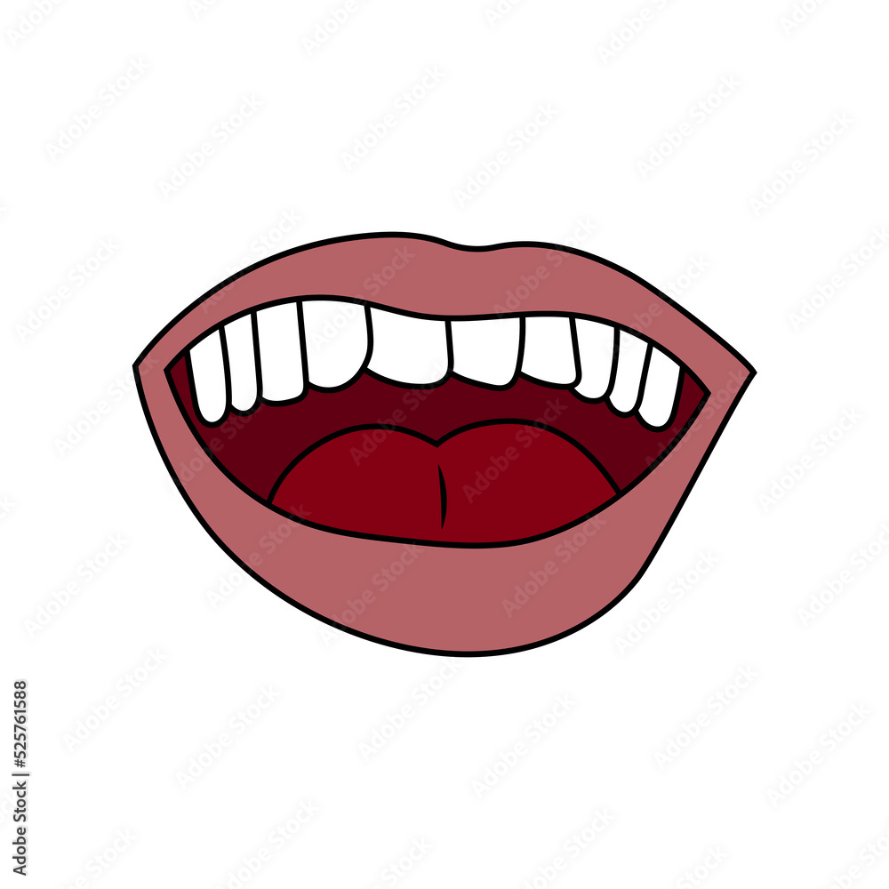 Open smiling mouth doodle vector illustration. Open smiling mouth doodle vector illustration.
