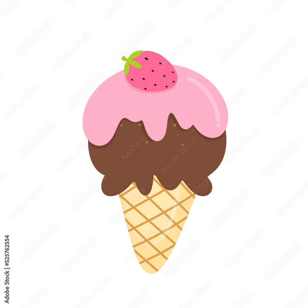 Chocolate and Strawberry Ice Cream Cone Chocolate and Strawberry Ice Cream Cone