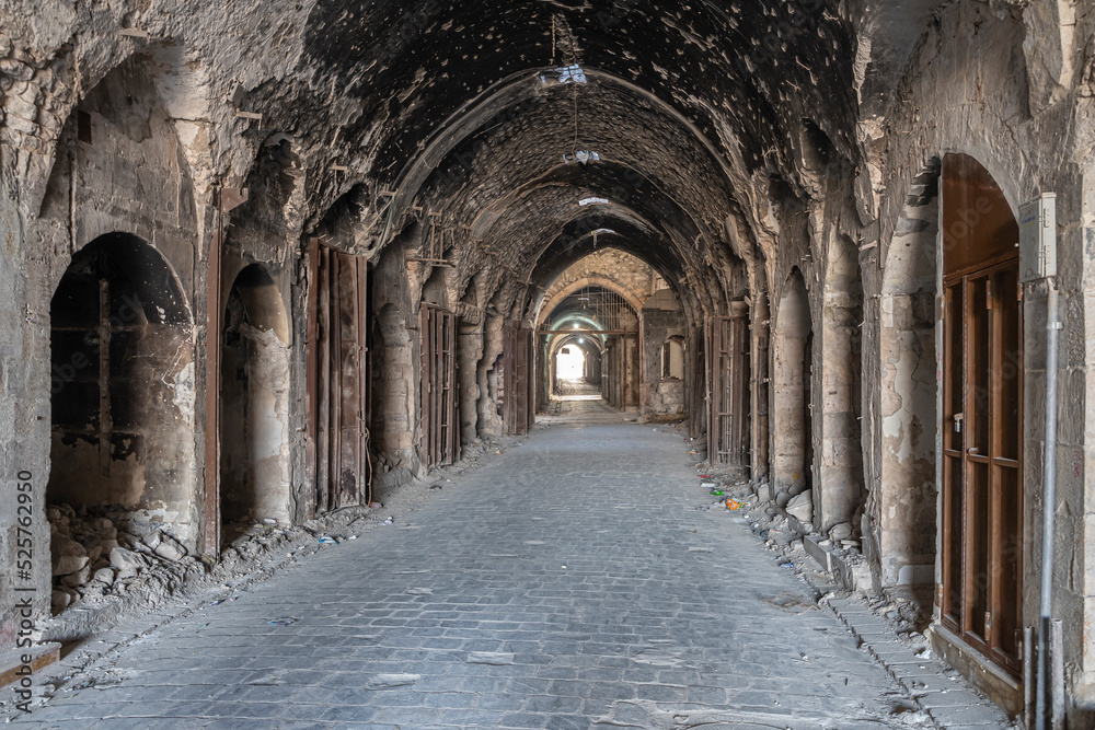 Inside the Aleppo Souk in the Old City in Aleppo, Syria	