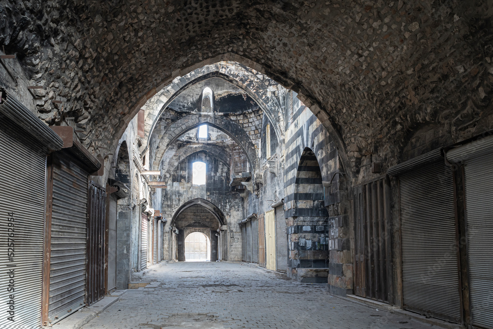 Inside the Aleppo Souk in the Old City in Aleppo, Syria	