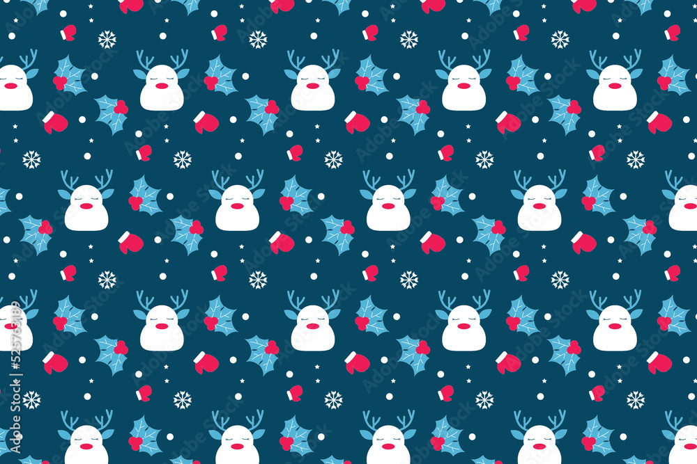 Cute abstract Christmas pattern decoration on a dark blue background. Endless Christmas pattern design with cute snowmen and leaves. Christmas minimal repeating pattern vector for wallpapers. Cute abstract Christmas pattern decoration on a dark blue background. Endless Christmas pattern design with cute snowmen and leaves. Christmas minimal repeating pattern vector for wallpapers.