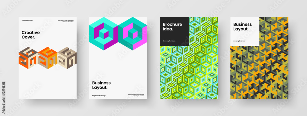 Premium brochure vector design template collection. Original geometric hexagons journal cover illustration composition. Premium brochure vector design template collection. Original geometric hexagons journal cover illustration composition.