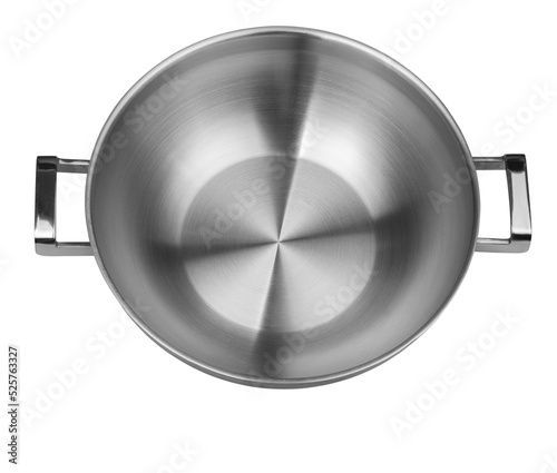 Steel frying pan isolated