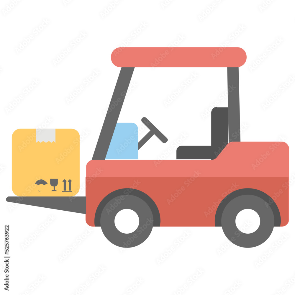 Forklift Truck Flat Colored Icon