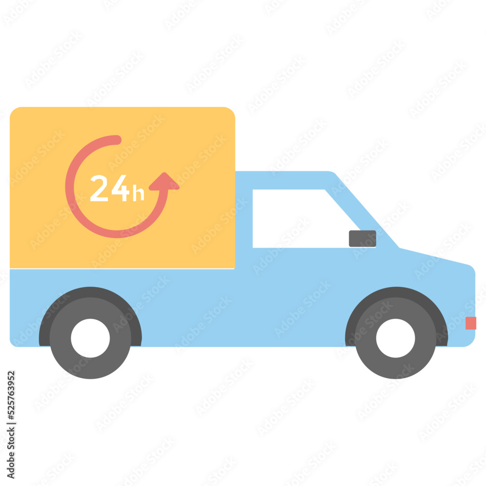 24 Hours Delivery Flat Colored Icon 24 Hours Delivery Flat Colored Icon