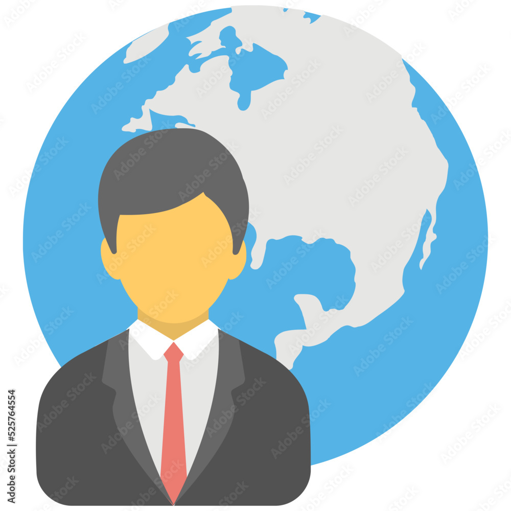 Global Businessman Flat Colored Icon Global Businessman Flat Colored Icon