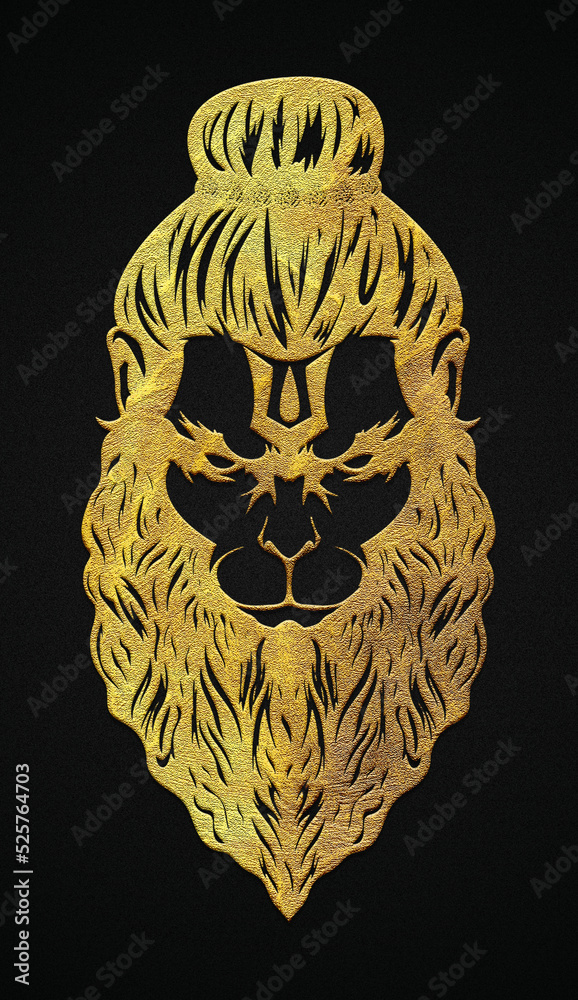 Angry hanuman ji golden face wallpaper Stock Illustration | Adobe Stock