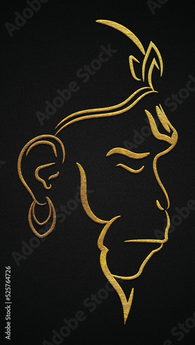Foto Calm lord hanuman ji golden right side face wallpaper
