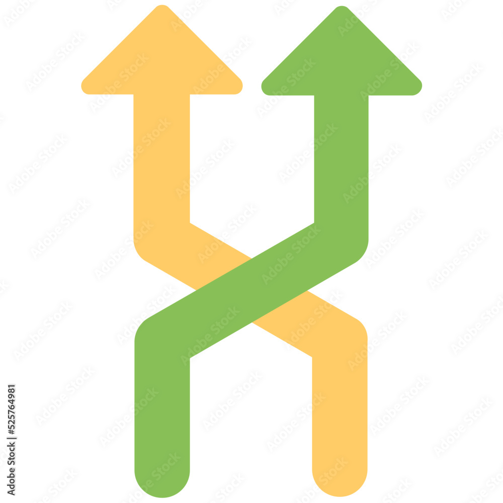 Arrow Intersection Flat Colored Icon Arrow Intersection Flat Colored Icon