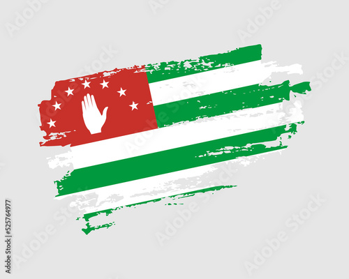 Hand painted Abkhazia grunge brush style flag on solid background