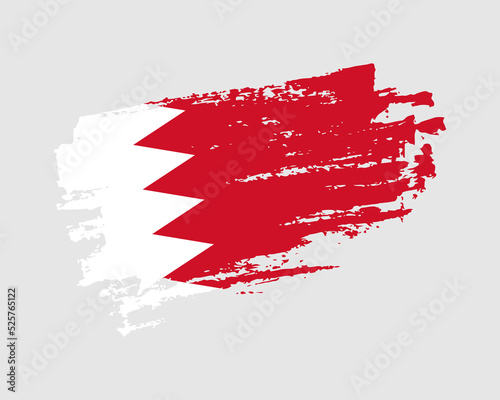 Hand painted Bahrain grunge brush style flag on solid background