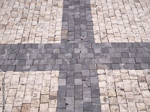 Granite paving stones on the square.