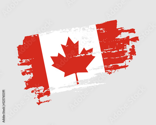 Hand painted Canada grunge brush style flag on solid background