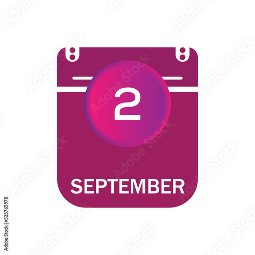 2 september, september calendar icon with date