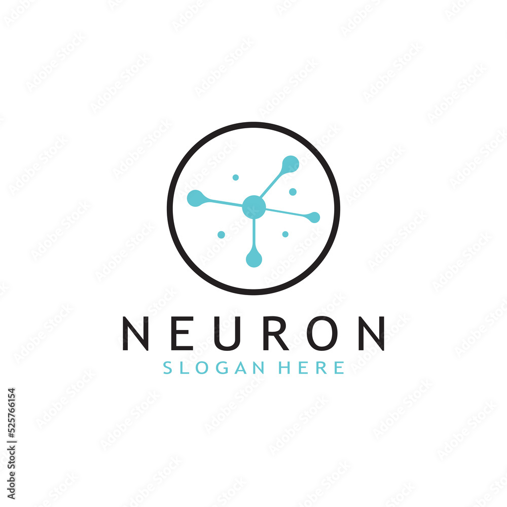 nerve cell logo or neuron logo with vector template
