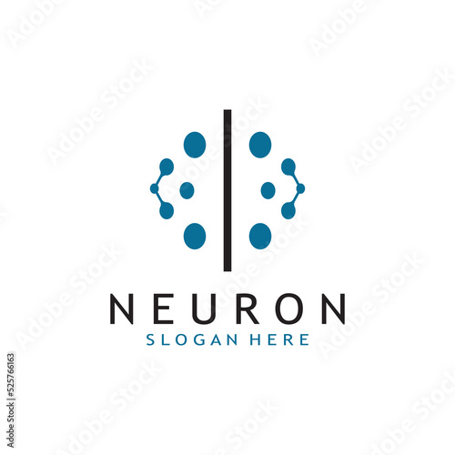 nerve cell logo or neuron logo with vector template