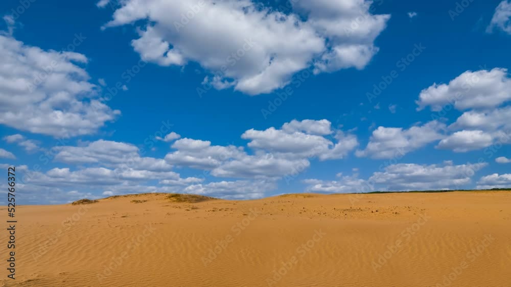 wide hot sandy desert with dunes under a blue cloudy sky time lapse scene wide hot sandy desert with dunes under a blue cloudy sky time lapse scene