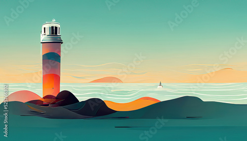 lighthouse in the sunset, seescape nature background