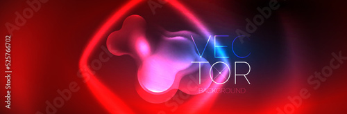 Glowing neon lights abstract shapes composition. Magic energy concept. Template for wallpaper, banner, background or landing