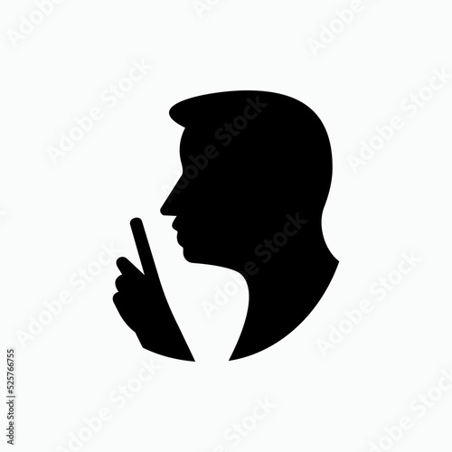 Silent Icon. Finger Gesture in Front Lips. Quiet Symbol – Vector.