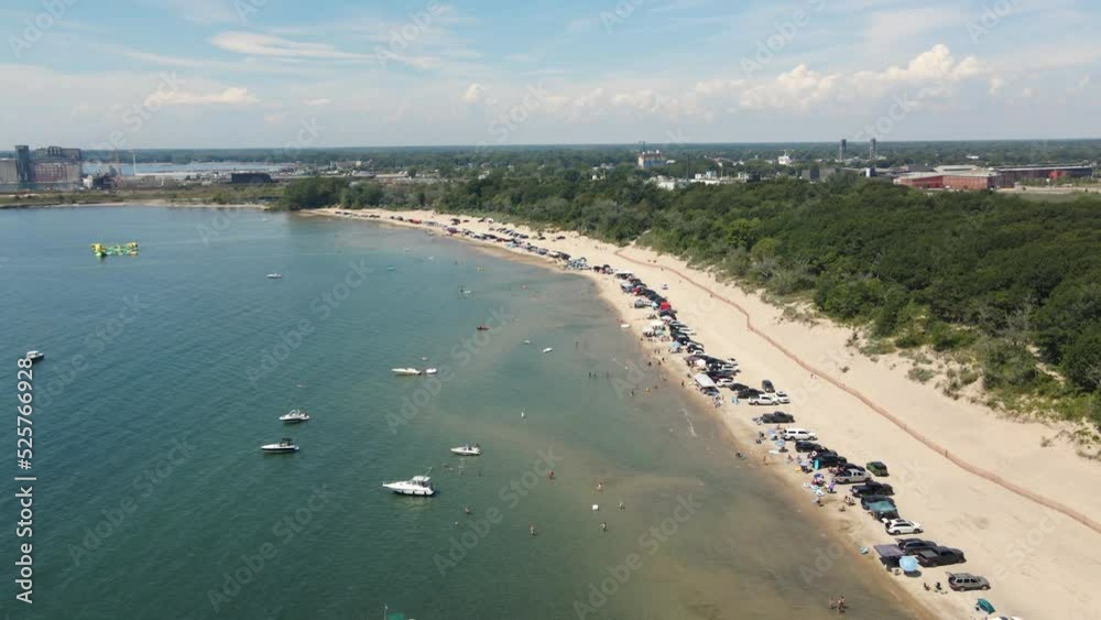 Summer Beachfront Parking at Nickel Beach Ontario Canada, Vehicles Cars