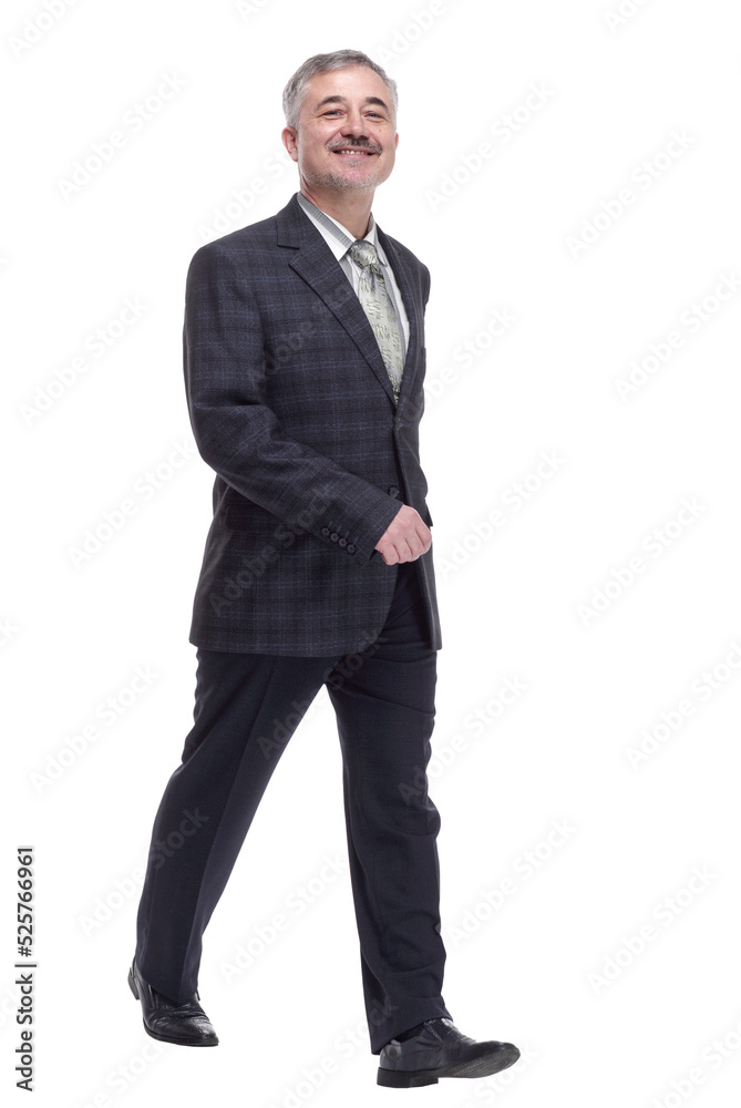 confident adult male striding forward . isolated on a white confident adult male striding forward . isolated on a white