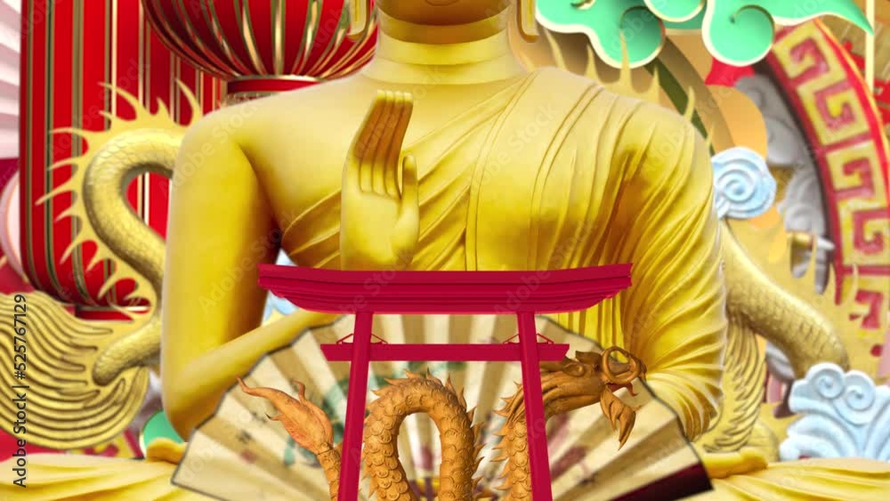 Japanese and Chinese stop motion animated infographics illustration. Cultural, Traditional, and heritage Graphic animation. Suitable for educational and entertainment videos.