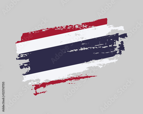 Hand painted Thailand grunge brush style flag on solid background