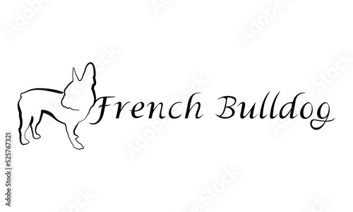 Silhouette of a dog, the inscription French bulldog. Isolated on white background.