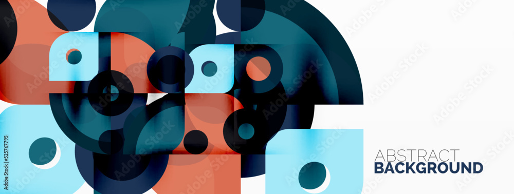 Colorful round shapes, circles and triangles background. Minimal geometric template for wallpaper, banner, presentation Colorful round shapes, circles and triangles background. Minimal geometric template for wallpaper, banner, presentation