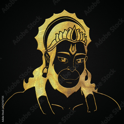 Schilderij op canvas Lord hanuman ji golden design