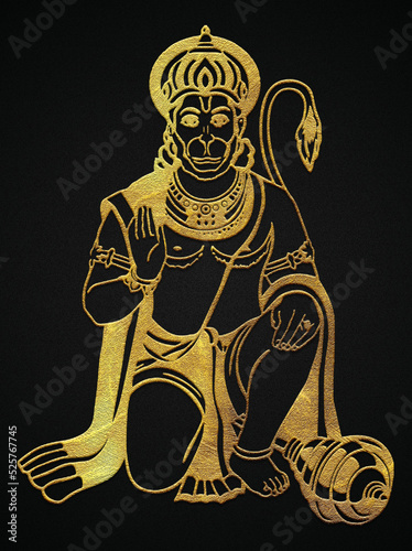 Schilderij op canvas Lord hanuman ji golden worship pose wallpaper