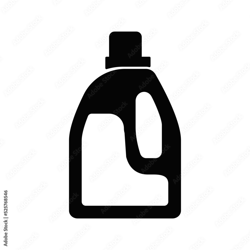 Cleaning liguid detergent icon in black flat glyph, filled style isolated on white background