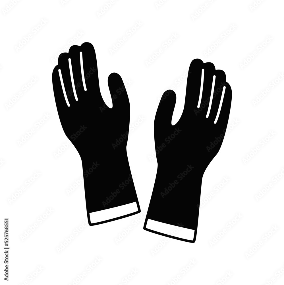 Cleaning gloves rubber icon in color, isolated on white background Cleaning gloves rubber icon in color, isolated on white background