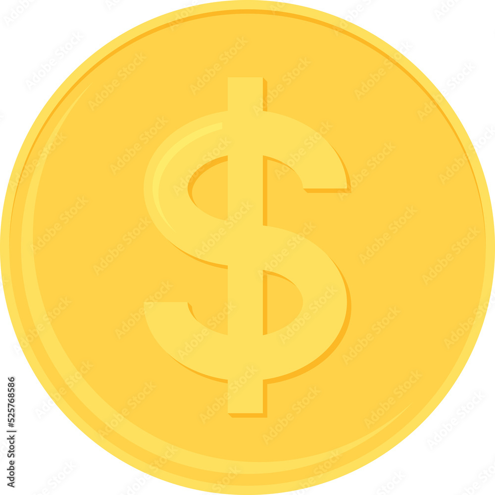 Flat design illustration of gold dollar coin. Business and finance concept. Flat design illustration of gold dollar coin. Business and finance concept.