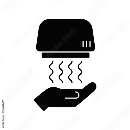 Hand drye icon in black flat glyph, filled style isolated on white background