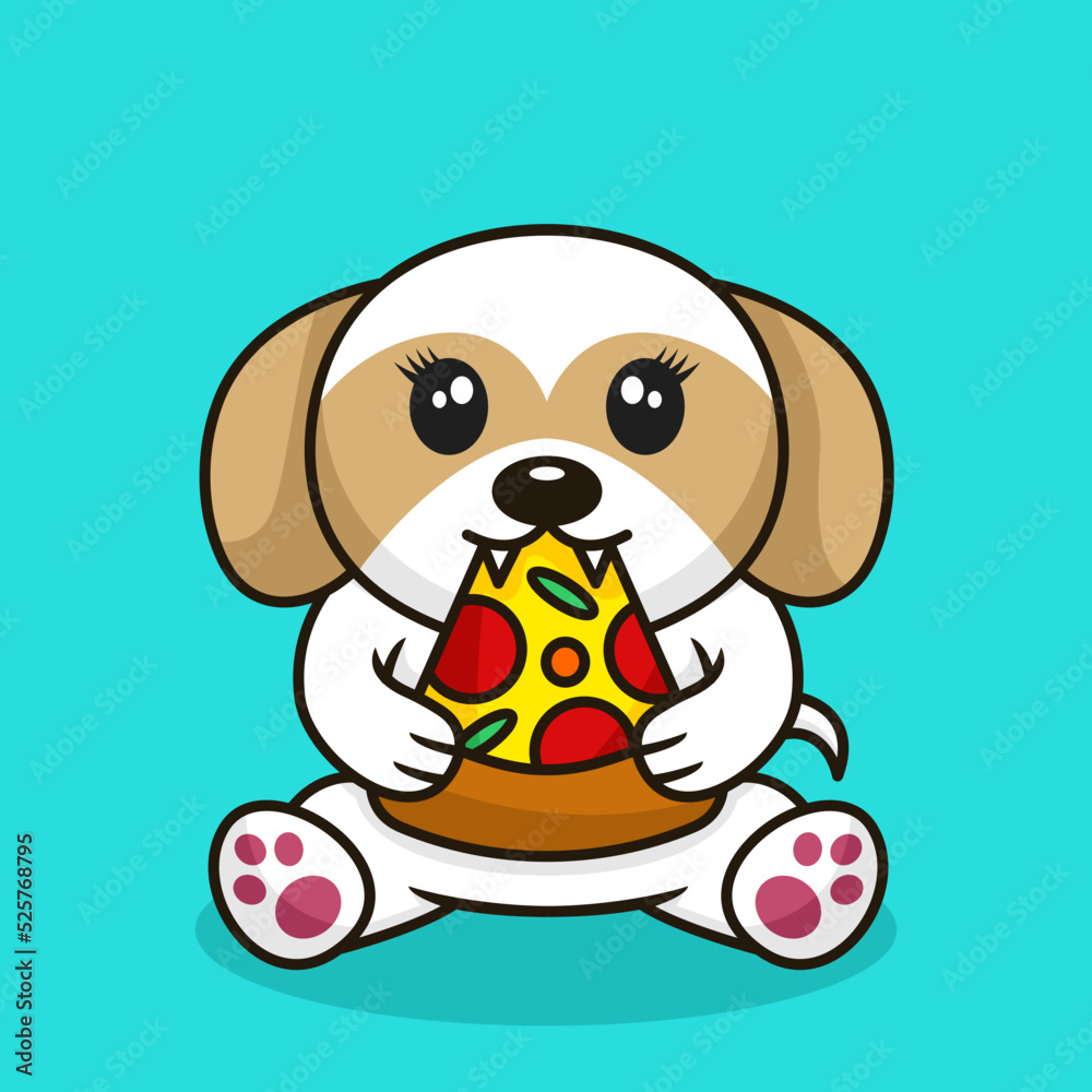 Vector illustration of premium cute dog eating pizza Vector illustration of premium cute dog eating pizza