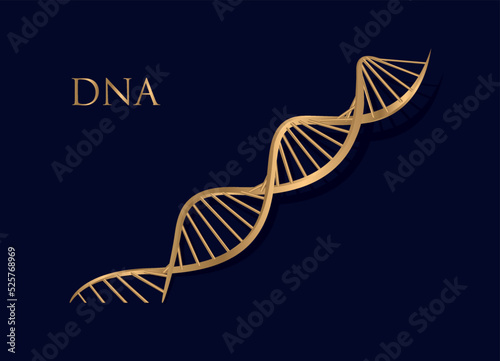 vector dna 3d gold on bule background