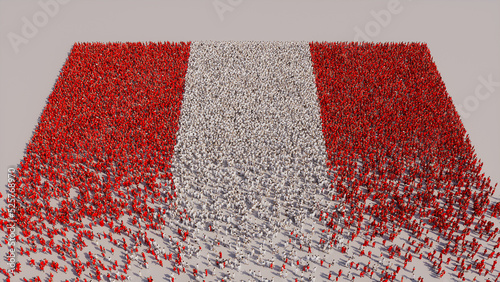 Peruvian Banner Background, with People congregating to form the Flag of Peru. photo