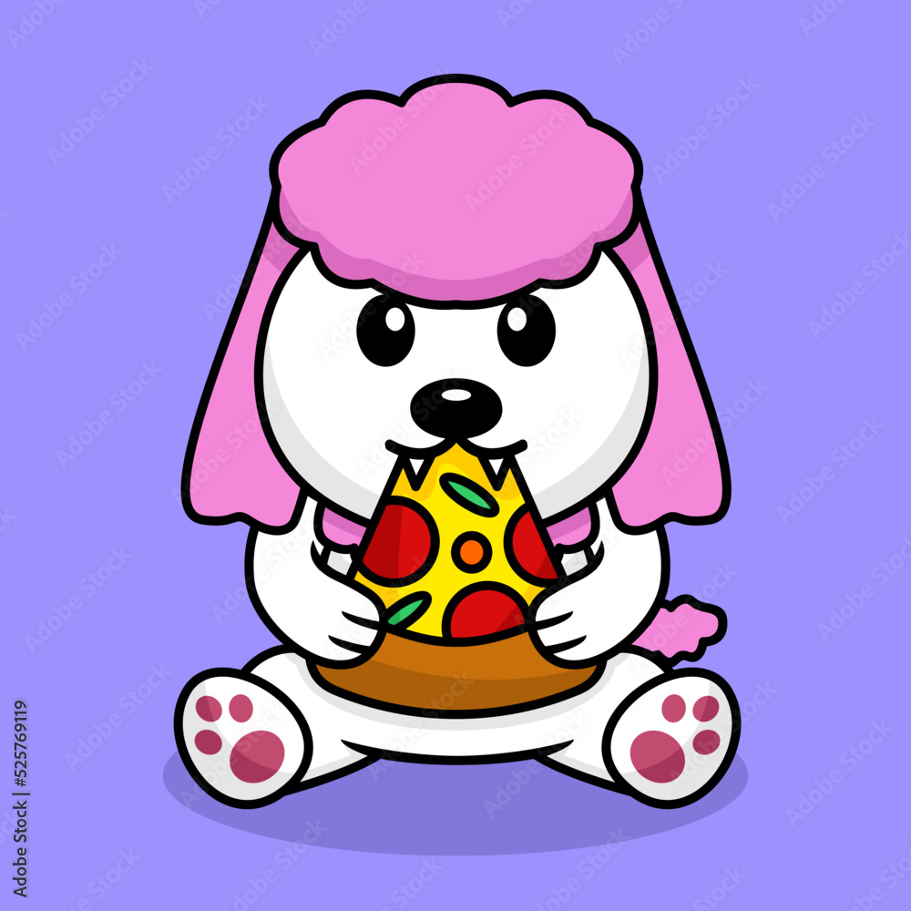Vector illustration of premium cute dog eating pizza Vector illustration of premium cute dog eating pizza
