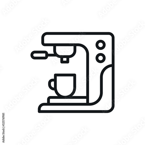 Coffee machine linear icon. Kitchen and Cookware. Thin line customizable illustration. Contour symbol. Vector isolated outline drawing. Editable stroke