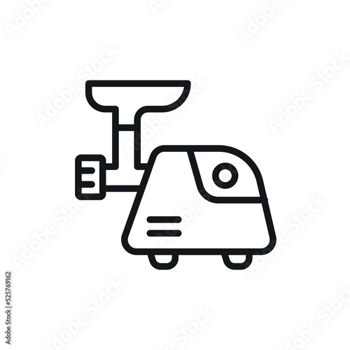 Meat grinder linear icon. Kitchen and Cookware. Thin line customizable illustration. Contour symbol. Vector isolated outline drawing. Editable stroke